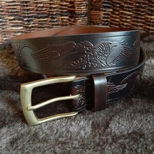 Wrangler Belt 36 Black Brown Leather Eagle Western Rodeo Cowboy USA America Boho